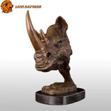 Finition de la Sculpture Tête de Rhinocéros Bronze