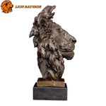 Sculpture Tête de Lion Bronze de profil