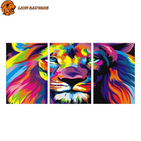 Tableau Lion Coloré avec cadre