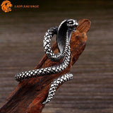 Anneau Serpent Cobra Royal Acier Lion Sauvage