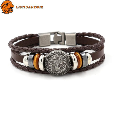 Bracelet Roi Lion Savane en cuir