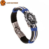 Bracelet Roi Lion Tricolore Cuir de Lion Sauvage