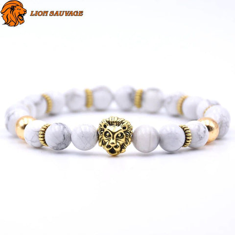 Bracelet Coeur de Lion Blanc en Perle