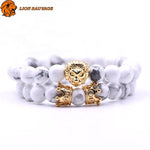 Bracelet Lion Blanc Perles