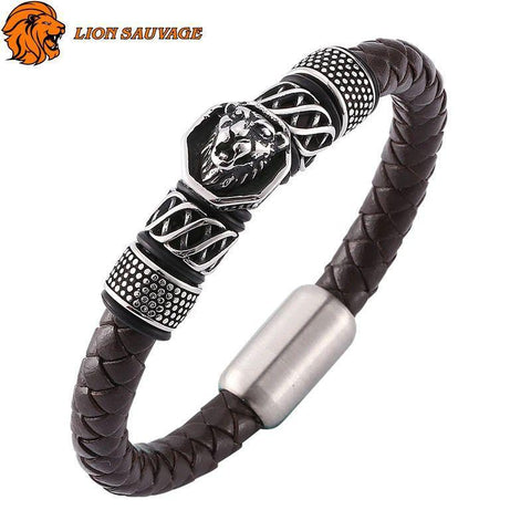 Bracelet Lion Criniere Cuir