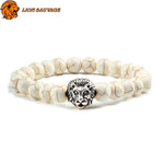 Bracelet Lion Marbre Argent Perles