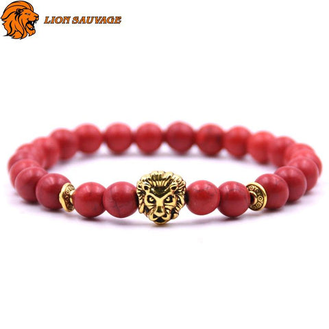 Bracelet Lion Rouge Perles