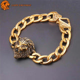 Bracelet Roi Lion Or acier avec fermoir
