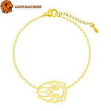 Bracelet Signe Lion Dore en Acier