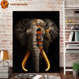 Peinture Éléphant Acrylique fixé dans le salon