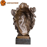 Sculpture Tête de Lion Bronze de face