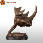 Socle de la Sculpture Tête de Rhinocéros Bronze