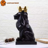 Statue Lion Origami Noir de profil
