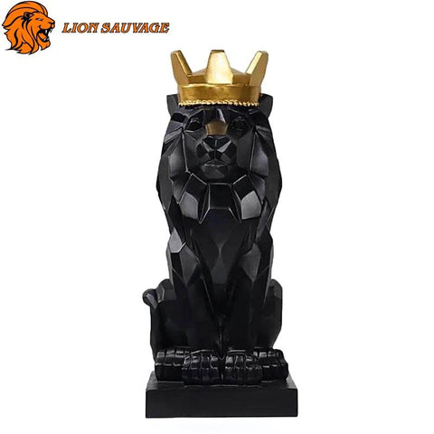 Statue Lion Origami Noir de Lion Sauvage 