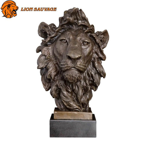 Statue Tête de Lion Bronze