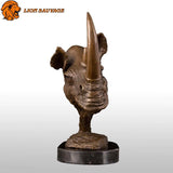 Statue Tête de Rhinocéros Bronze de face
