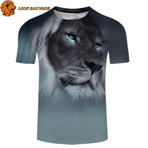 T-Shirt Lion Pelage Blanc