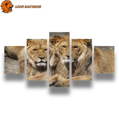 Tableau Deux Lions avec cadre