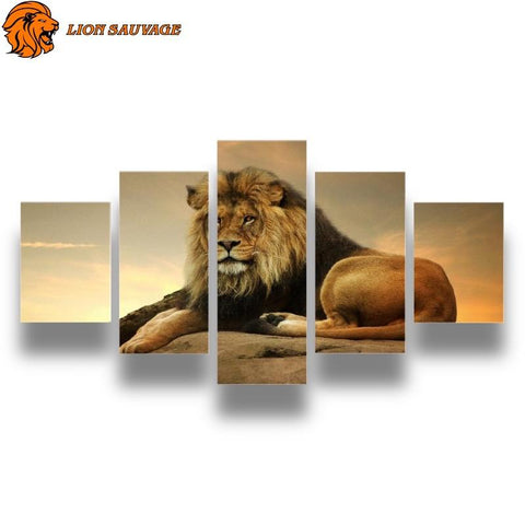 Tableau Lion Afrique avec cadre