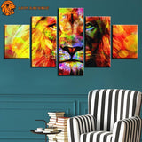Tableau Lion Multicolore dans le salon