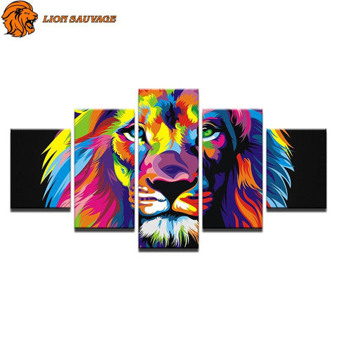 Tableau Lion Pop Art avec cadre