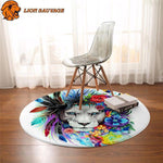 Tapis Tete de Lion Multicolore sur parquet