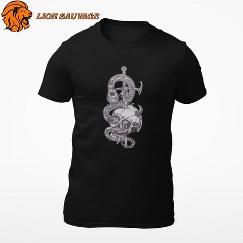 Tee-Shirt Serpent Crâne Noir Lion Sauvage