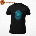 T-shirt Tête de Lion Imprimé Bleu en coton