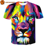 T-Shirt Lion Multicolore en coton