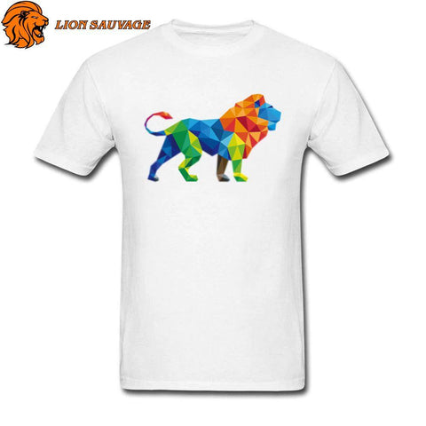 Tee Shirt Lion Imprime Couleur en coton